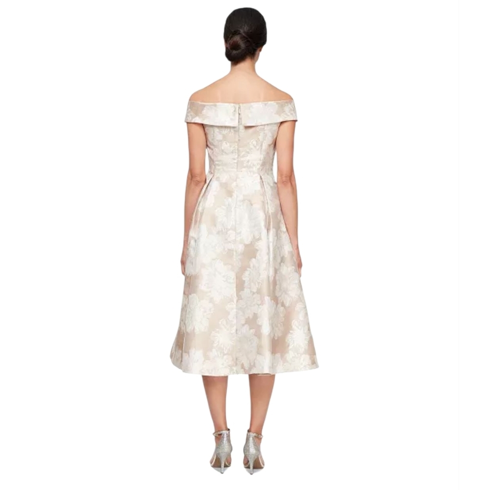 Alex Evenings Women's Jacquard Off-The-Shoulder Dress - Picture 2 of 9